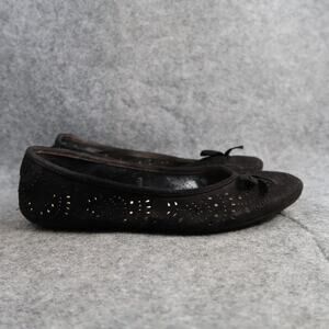 Self Esteem Shoes Womens 8 Ballet Flat Classic Casual Black Perforated Round Toe